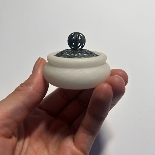 Carrara marble jewelry trinket box with decorative lid, brand new