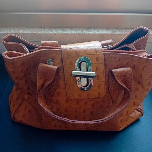 Borsa stampa Cocco leather handbag, brown