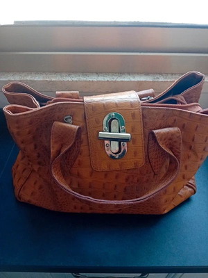 Borsa stampa Cocco leather handbag, brown