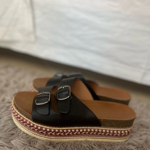 Migato women's slippers used, size 38, black with embroidery