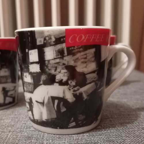 Greek coffee cups like new, set of 4 with saucers