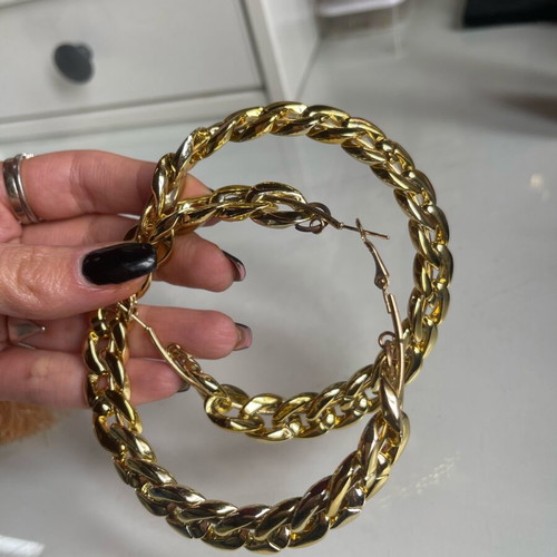 Braided gold hoop earrings new