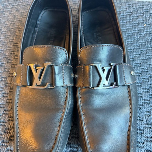 Louis Vuitton black leather loafers used