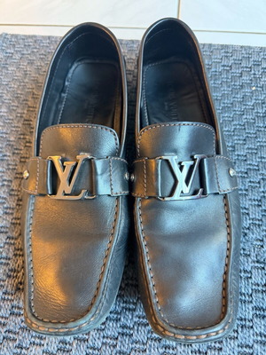 Louis Vuitton black leather loafers used