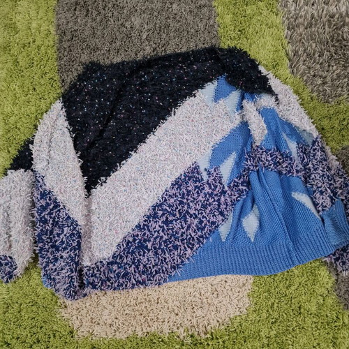 Vintage women's cardigan new, size M/L, blue and pink