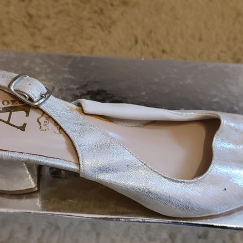 Silver sandal used no 36 with square heel