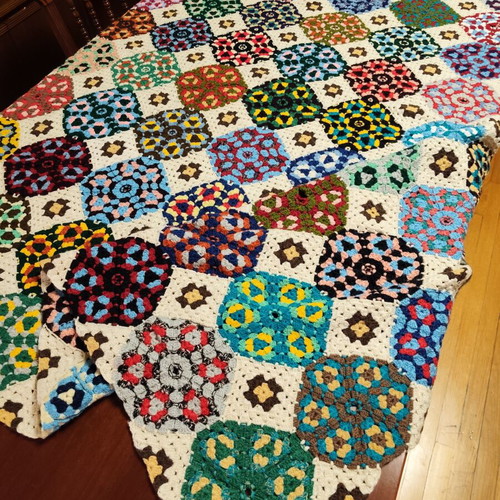 Wool Handmade Knitted Throw Blanket used 160x180 cm