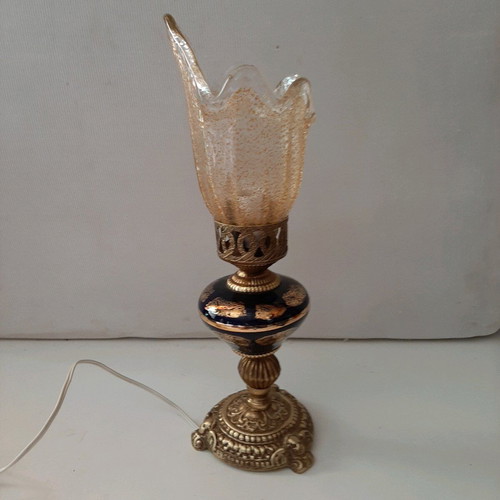 Porcelain and bronze lamp like new, 1960-70
