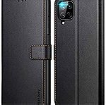  Ganbary θήκη κινητού συμβατού με Samsung Galaxy από A12-55, υψηλής ποιότητας προστατευτικό κινητών με κάλυψη δέρματος, Μαύρο.
