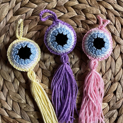 Crocheted eye new with tassel in small size