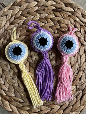 Crocheted eye new with tassel in small size