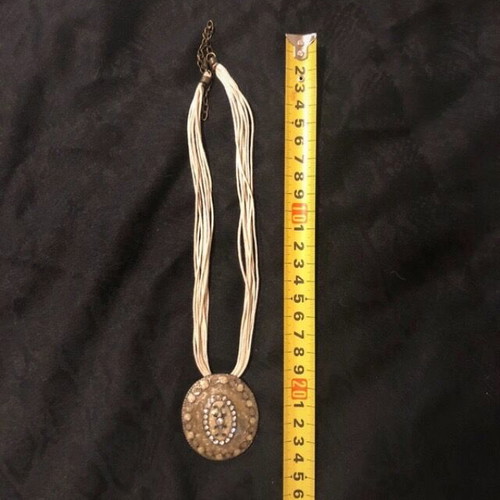 Faux women's necklace white enamel vintage like new handmade