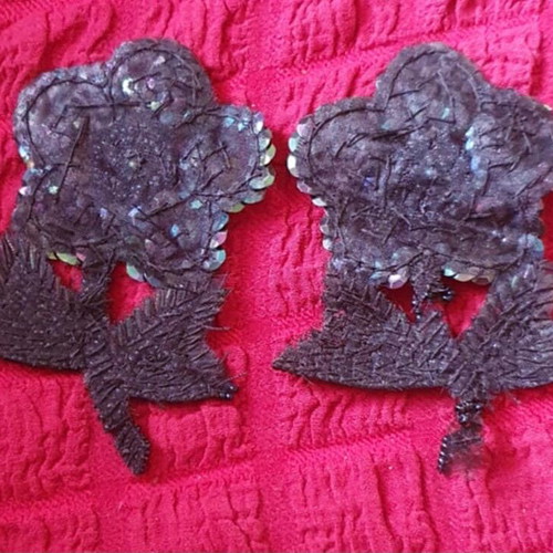Flowers with sequins and beads like new, set of 2 pieces