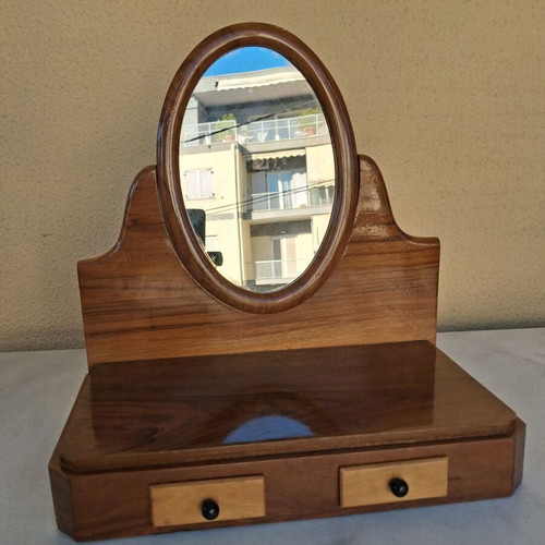 Vintage dressing table with drawers and mirror, used, 1960s