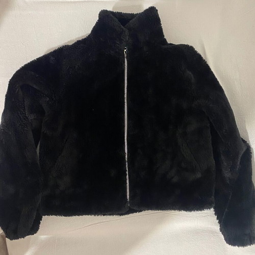 Pull & Bear black medium fur jacket like new