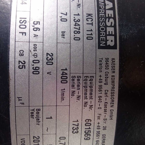 Kaeser Oil Free Compressor like new, single head