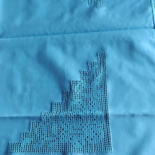 Handmade tablecloth new cutwork blue 80cm by 80cm