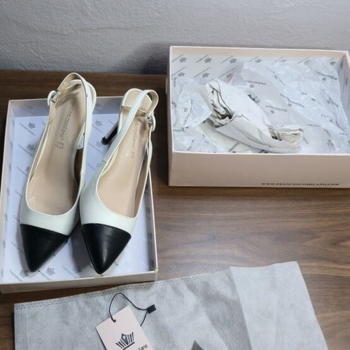 Francescomilano leather slingback pumps size 39 like new, black and white