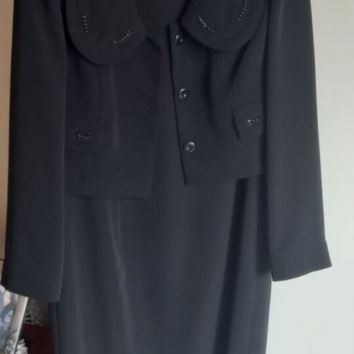 Black dress and jacket set used, size 54