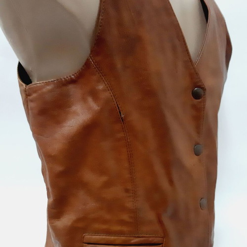 Apollo Leder Design Vintage Leather Vest lambskin size L used, brown