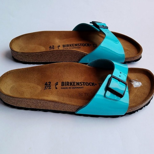 Birkenstock Madrid single strap sandals patent vibrant blue size 42 new