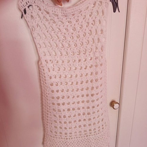 Handmade knitted beach dress for girls 3-4 years, like new, white