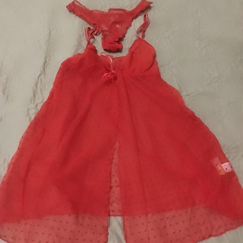 Lingerie set new, red babydoll with matching slip, size 40/42