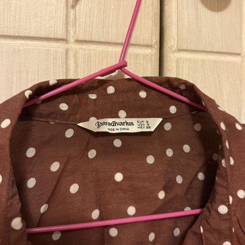Stradivarius polka dot shirt, brown and white, size S