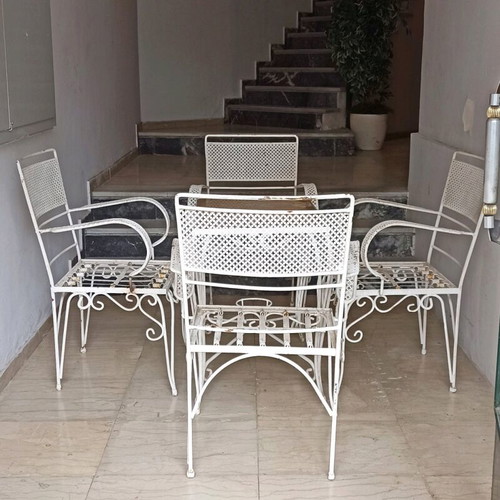 Fer Forge Vintage 1960 Garden Set used, table and 4 chairs