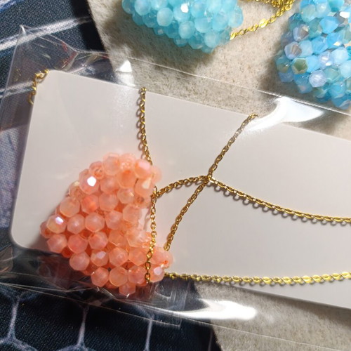 Set of 6 handmade heart necklaces with crystals