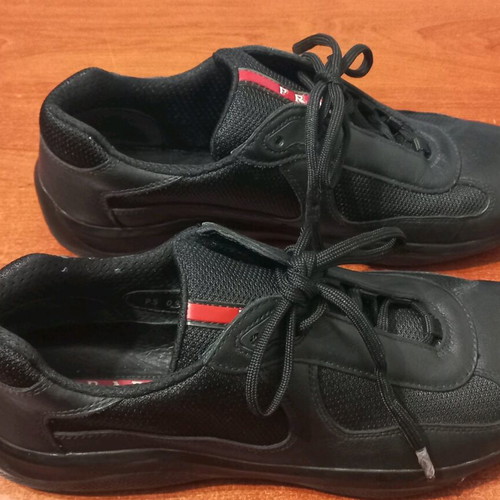 Prada American Cup Sneakers like new, size 43-44, black leather and fabric