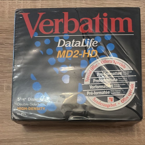 Verbatim DataLife MD2-HD 5.25" floppy disk box factory sealed, 10 pcs