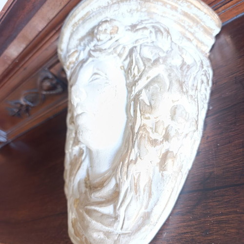 Vintage Art Nouveau wall corbel shelf with female figure