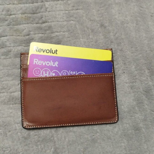 Leather handmade card wallet like new, tan color