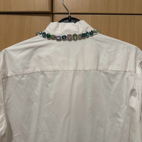 Zara shirt XS like new with crystals on collar, white