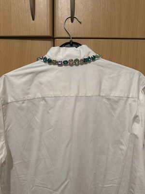Zara shirt XS like new with crystals on collar, white