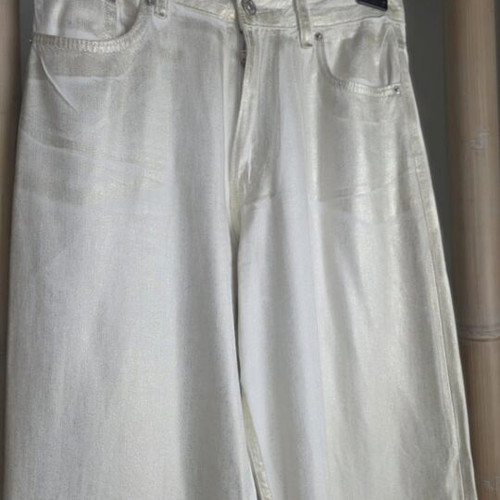 Zara white soft denim pants with gold, like new, size M