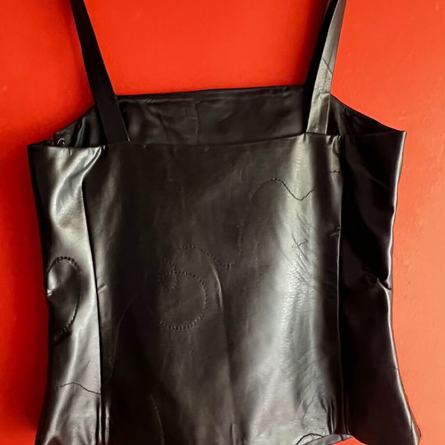 Leather pants and top made to order, size S, black