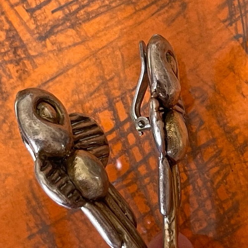 Silver earrings antique large branded used handmade 925