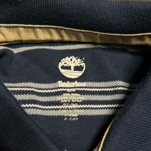 Timberland men's striped short-sleeve polo blue navy like new