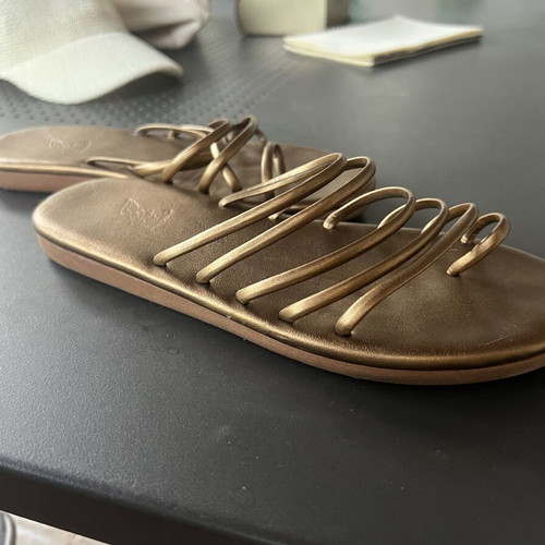 Ancient Greek Sandals bronze metallic sandals size 38