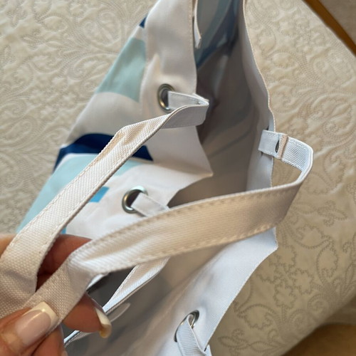 L’Oréal fabric shoulder bag new, white and blue