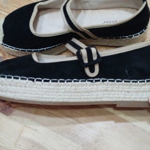 Espadrilles double sole black with strap new, size 40