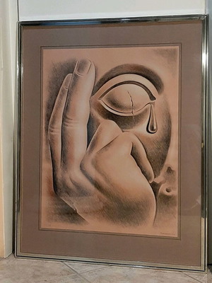 Λιθογραφία Δάκρυ του Σαράντη Καραβούση μεταχειρισμένη