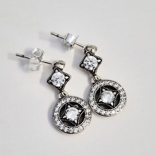 Pandora Vintage Elegant Drop earrings new, silver 925