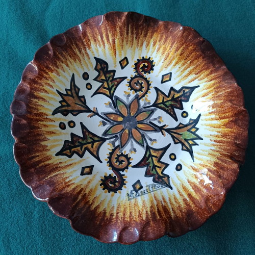 Decorative plate from French ceramic like new, hand-painted