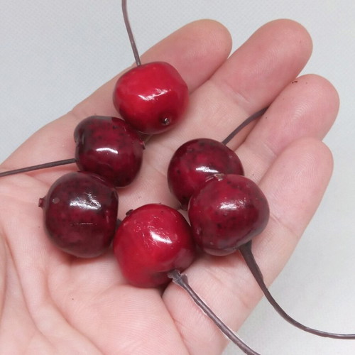 Decorative plastic cherries set of six like new