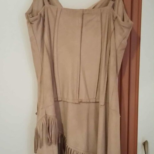 Beige vintage dress with suede texture like new