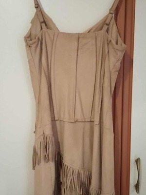 Beige vintage dress with suede texture like new