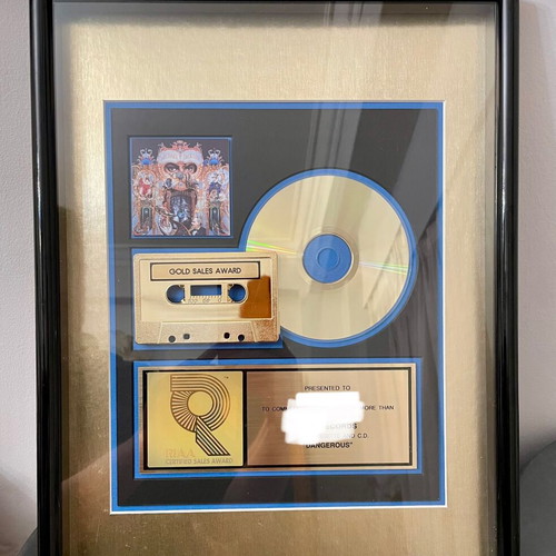 Michael Jackson Dangerous RIAA Gold Record Award like new (1991)